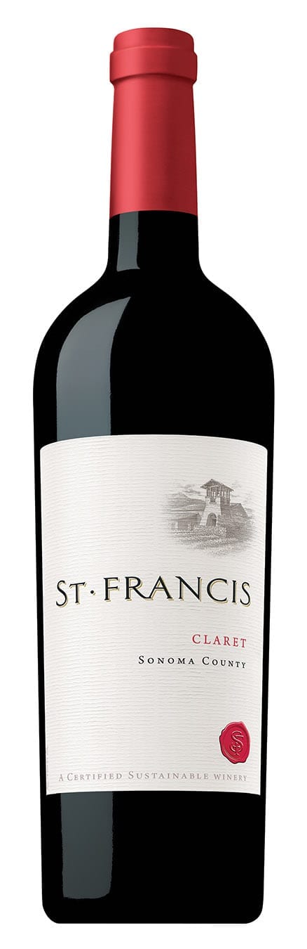Red wine bottle, red wine blend, St. Francis Sonoma County Claret