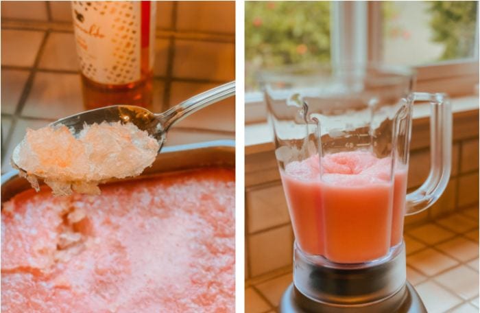 Making frose with rose wine - freezing and blending preparation