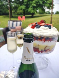 Cava and berry trifle