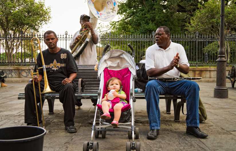 Street musicians during Mardi Gras in New Orleans