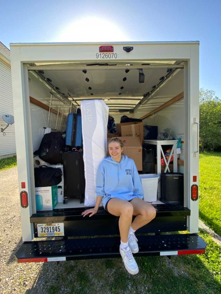 Author Mackenzie Lesher getting ready for the big move
